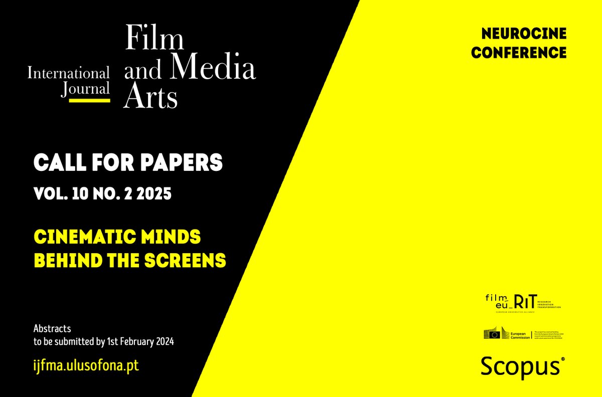 FilmEU_RIT's tweet photo. Tallinn University/FilmEU welcomes scholars and professionals to contribute to the 2nd Baltic NeuroCine #conference. Alongside the conference call, we are also opening a #callforpapers for the Int. Journal of Film and Media Arts.

Deadline: 1st Feb 2024
https://t.co/LNbZpafiaA https://t.co/fGZccSkRqB