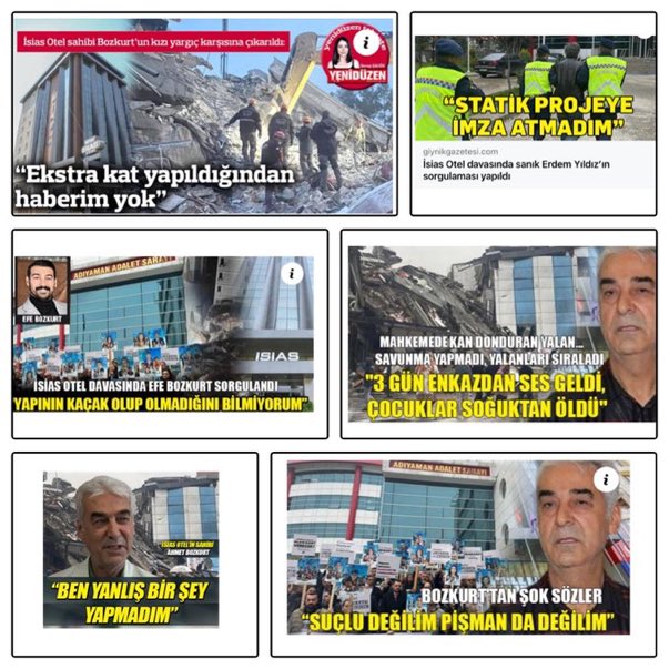 Üç gün ses gelmişmiş! Yahu sen otelinin yıkılmasından sonra enkaza gittin mi? Yoksa ailenle birlikte kaçacak yer mi aramaktaydın? Vicdansız yalancılar! Ayrıca “deprem öldürmez”! Sizin gibi kaypakların yaptıkları binalar öldürür ama! Yüzsüzler!
#isiashesapverecek