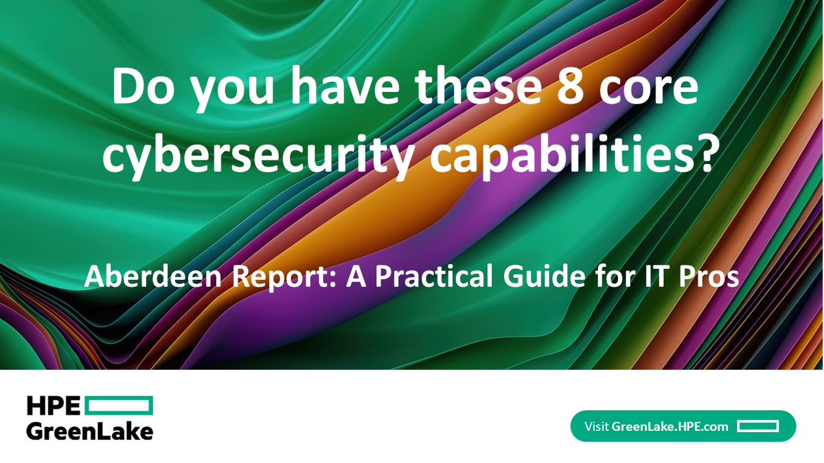 HPE_Compute's tweet image. .@AberdeenSR provides a practical guide for #cybersecurity professionals to navigate the rich and ever-changing array of security technologies and suggests tips on how to distinguish the vital few apps from the useful many #HPECompute hpe.to/6010R93c8
