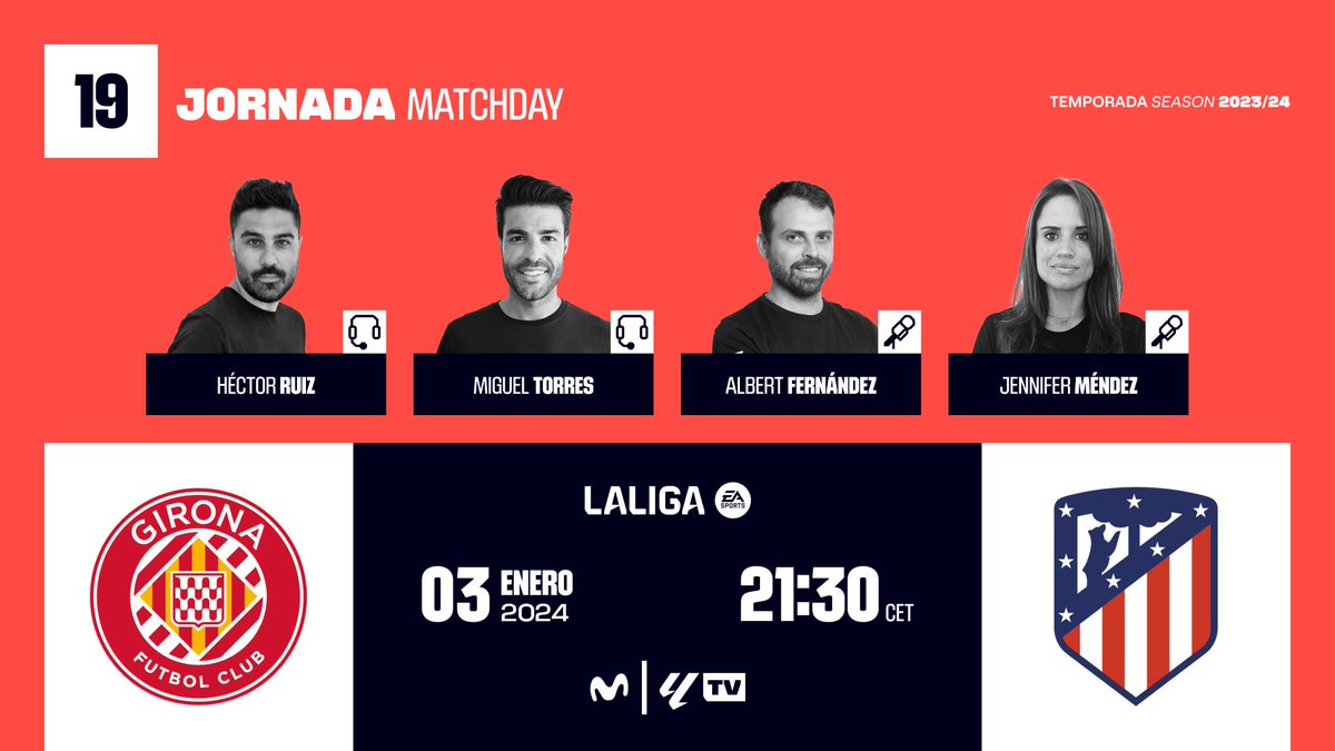 Operación Liga. 21:30h. Montilivi. <a href="/GironaFC/">Girona FC</a> - <a href="/Atleti/">Atlético de Madrid</a> Vamos con <a href="/Migueltorresgmz/">Miguel Torres</a> + <a href="/albertfc11/">Albert Fernández</a> + <a href="/Jenifermendezz/">Jennifer Méndez</a> por <a href="/LaLiga/">LALIGA</a> TV <a href="/MovistarFutbol/">Fútbol en Movistar Plus+</a> ⚽️⚡️🔥📺