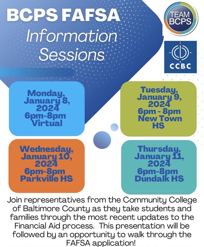 SENIORS! Get more information about FAFSA by attending one of these sessions. forms.office.com/r/24LC2Uuh0W