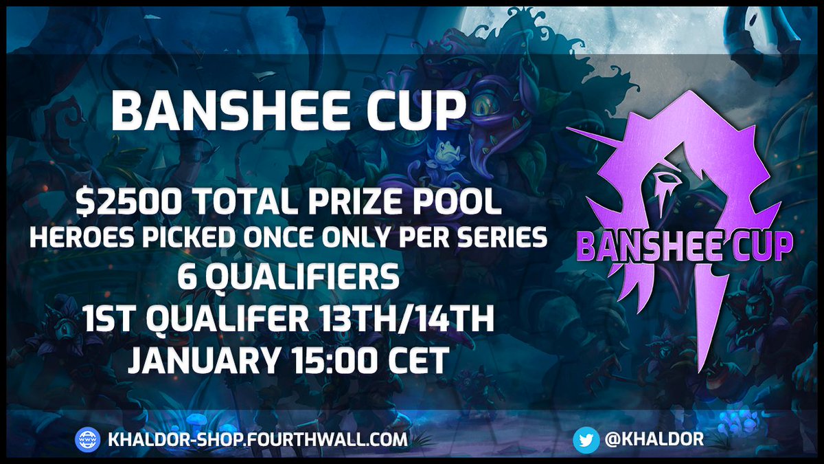 Thomas Kilian (@khaldor) on Twitter photo Thanks to the support of HotS Legend Kevin aka psykiv (in honour of Sylvanas) we're excited to announce our new <a href="/BlizzHeroes/">Heroes of the Storm</a> online tournament starting January 13th/14th, The Banshee Cup! Sign up for qualifier 1 of 6 at bit.ly/BansheeCupQ1 to compete for the $2500 prize pool! Thanks to the support of HotS Legend Kevin aka psykiv (in honour of Sylvanas) we're excited to announce our new <a href="/BlizzHeroes/">Heroes of the Storm</a> online tournament starting January 13th/14th, The Banshee Cup! Sign up for qualifier 1 of 6 at bit.ly/BansheeCupQ1 to compete for the $2500 prize pool!