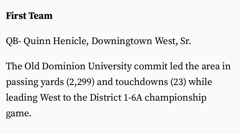 Proud to be named 1st team all area for the 2nd straight year! <a href="/FootballDwest/">DWest Football</a>