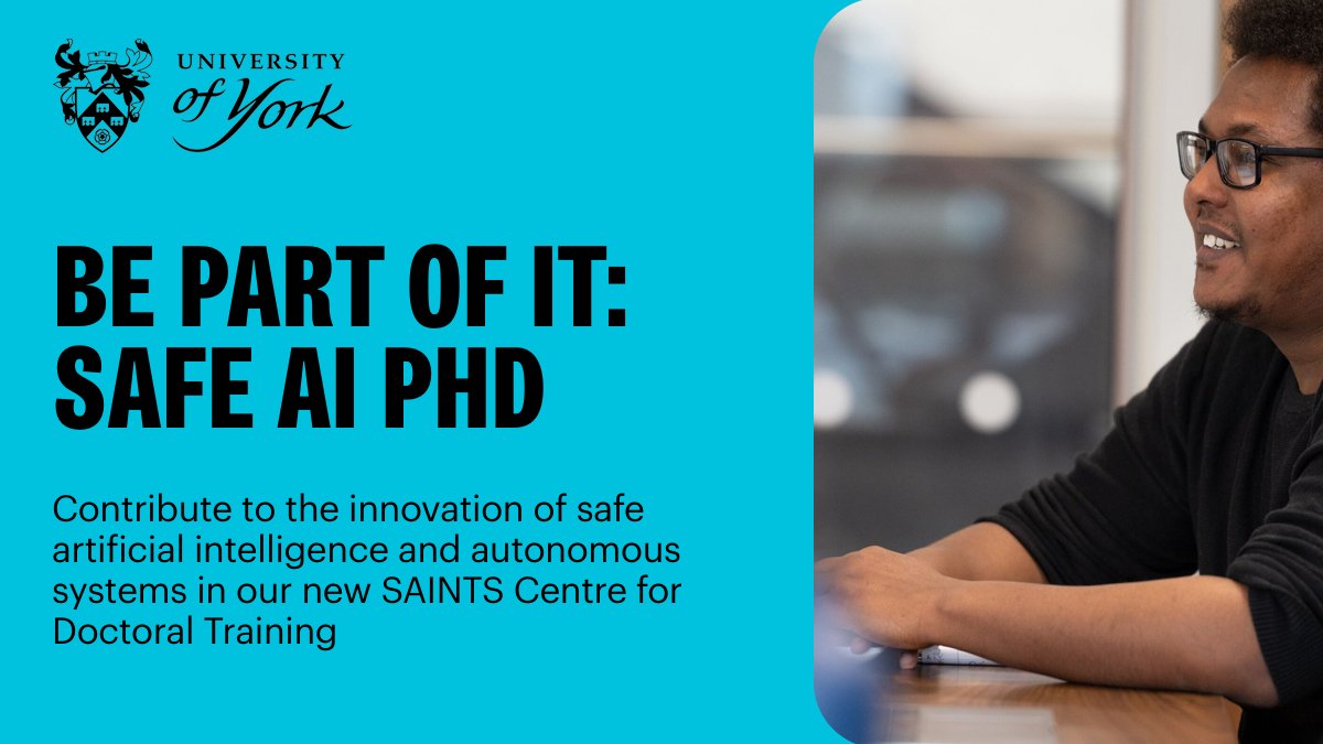 Thinking about applying to be a PhD student in the first multidisciplinary centre for doctoral training focused on the safety of #AI? Book your place at our online info session on Tues 9 Jan: bit.ly/SAINTS_Info #PhDOpportunity