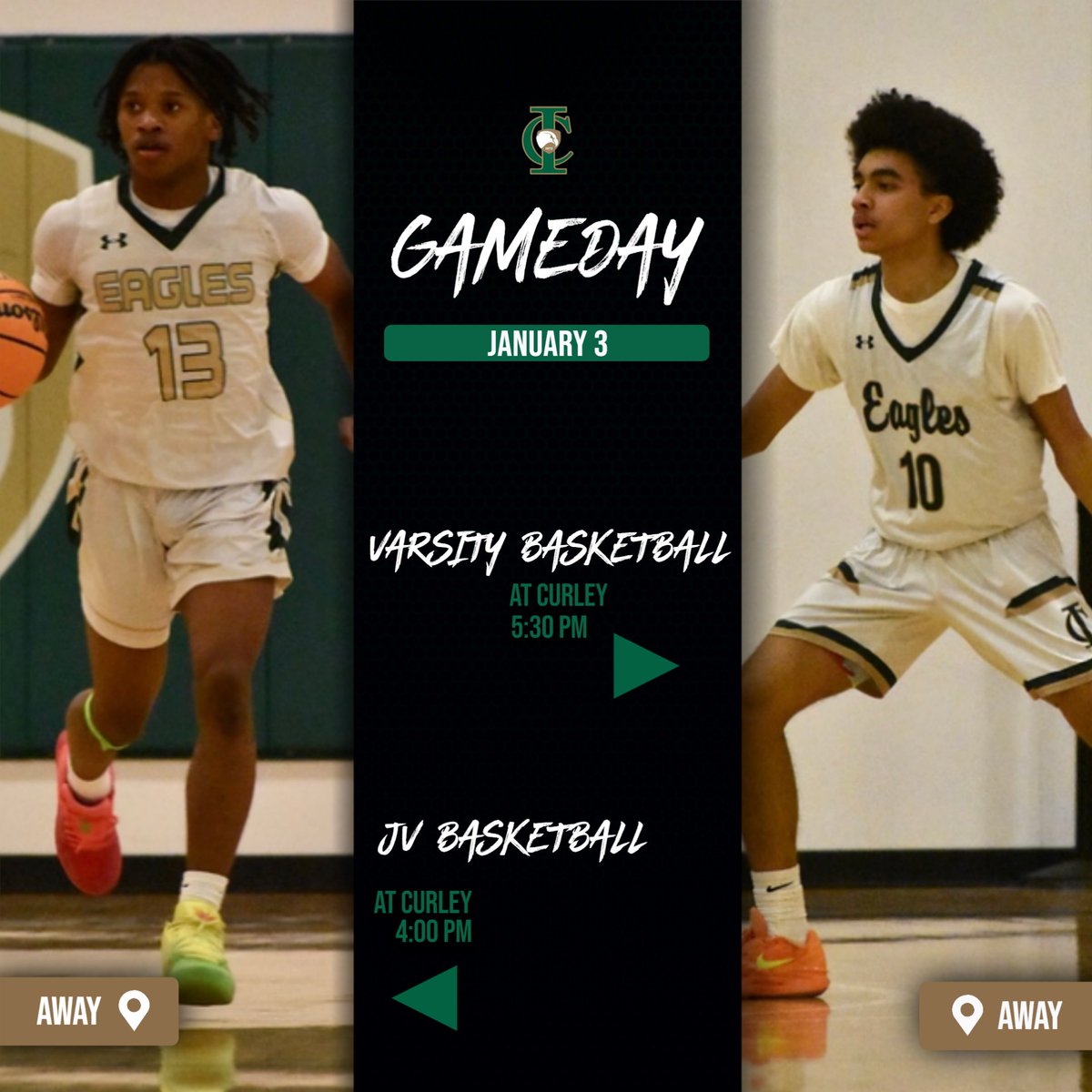 Gameday!

Boys Basketball kicks off 2024 with a conference matchup at Curley.

JV 4:00pm
Varsity 5:30pm

Go Eagles!
#Creek
#ProtecttheNest