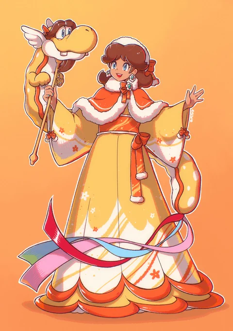 NEW YEAR PRINCESSES  3/4  Happy new year to everyone! Daisy dressed up for the occasion pairing with Peach for this new year!   #NewYear2024 #DragonYear #Daisy #Mario