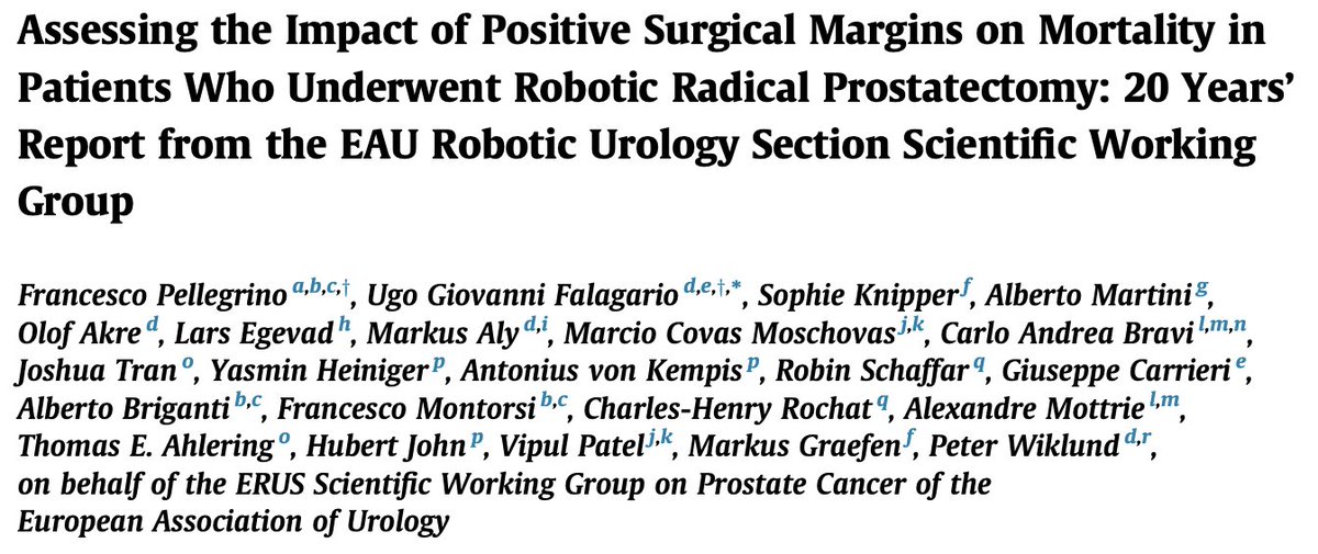 Carlo Andrea Bravi (@ca_bravi) on Twitter photo โ
8141 patients treated with RARP with >10 yr of follow-up. Association between margins status and long-term mortality (20 yr)
๐ค Great collaboration of the <a href="/ERUSrobotics/">ERUS Robotic Urology</a> Scientific Working Group
โก๏ธ Free access here: lnkd.in/eNG-5E75 โ
8141 patients treated with RARP with >10 yr of follow-up. Association between margins status and long-term mortality (20 yr)
๐ค Great collaboration of the <a href="/ERUSrobotics/">ERUS Robotic Urology</a> Scientific Working Group
โก๏ธ Free access here: lnkd.in/eNG-5E75