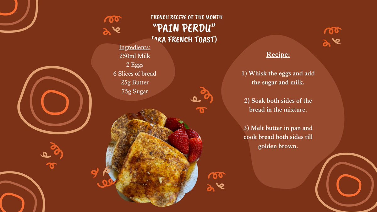 Have you had "Pain Perdu", often known as French toast? The name literally translates as "lost bread" and this recipe offers a great way to use bread that is stale. #French #LearnFrench