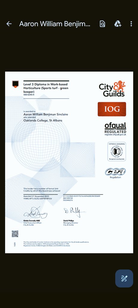 Good start to the new year, officially  passed my level 3, massive thanks to the team at <a href="/WickhamGreens/">Wickham Park Greens</a>, <a href="/WickhamParkGC/">Wickham Park G.C.</a>  and <a href="/OakGreenkeeping/">Oaklands Greenkeeping</a> <a href="/oaklandscollege/">Oaklands College</a>
Thank you for all your help.
<a href="/BIGGALtd/">British & International Golf Greenkeepers Assn.</a>
<a href="/BIGGAsouthcoast/">BIGGAsouthcoast</a> 
<a href="/CrownGolf/">Crown Golf</a>