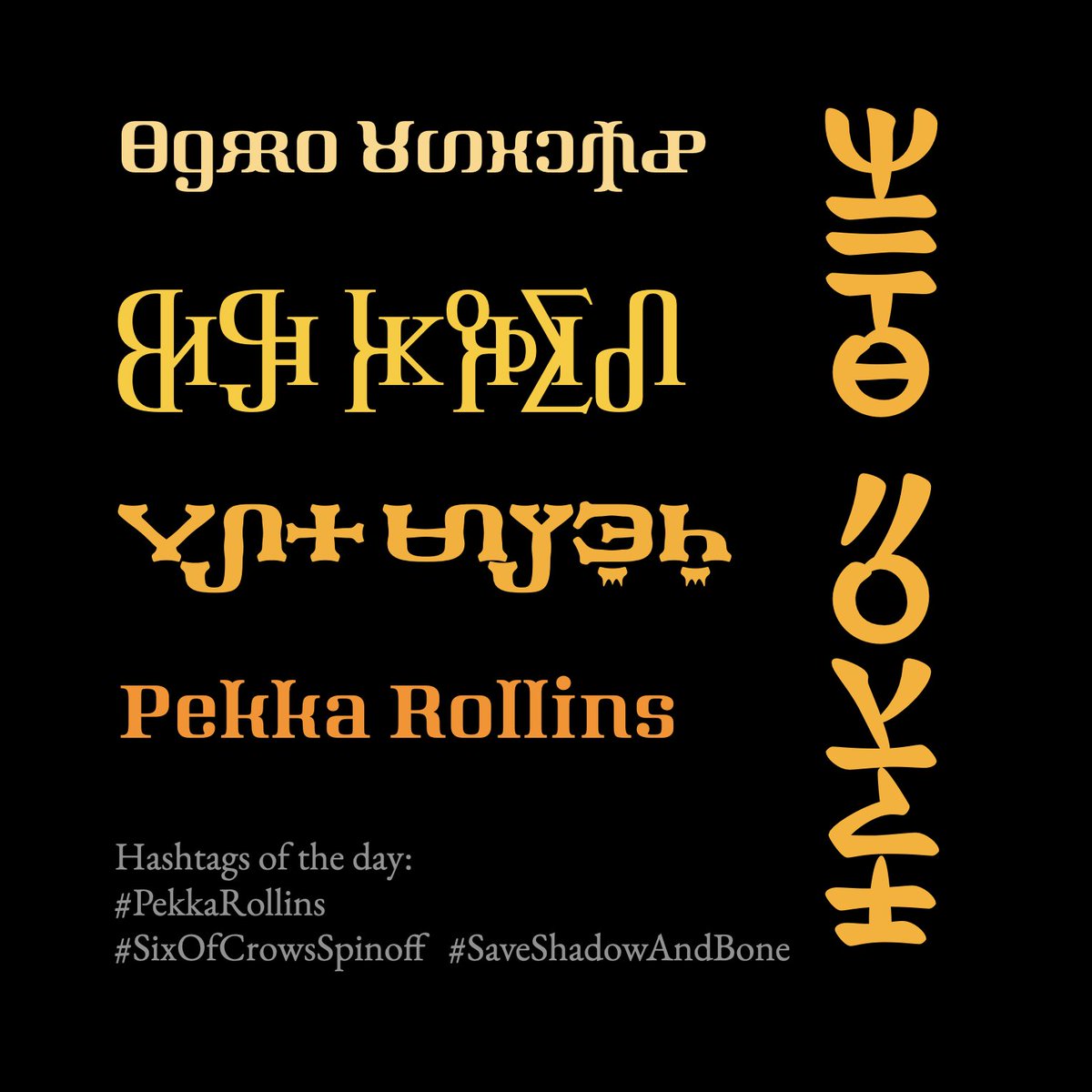 thalmach's tweet image. Yesterday&apos;s and today&apos;s hashtag: 
#Fabrikator
#PekkaRollins
#SixOfCrowsSpinoff