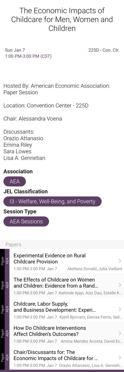 If you're attending #ASSA2024, come check out our session! 'The Economic Impacts of Childcare For Men, Women and Children' chaired by @AlessandraVoena.