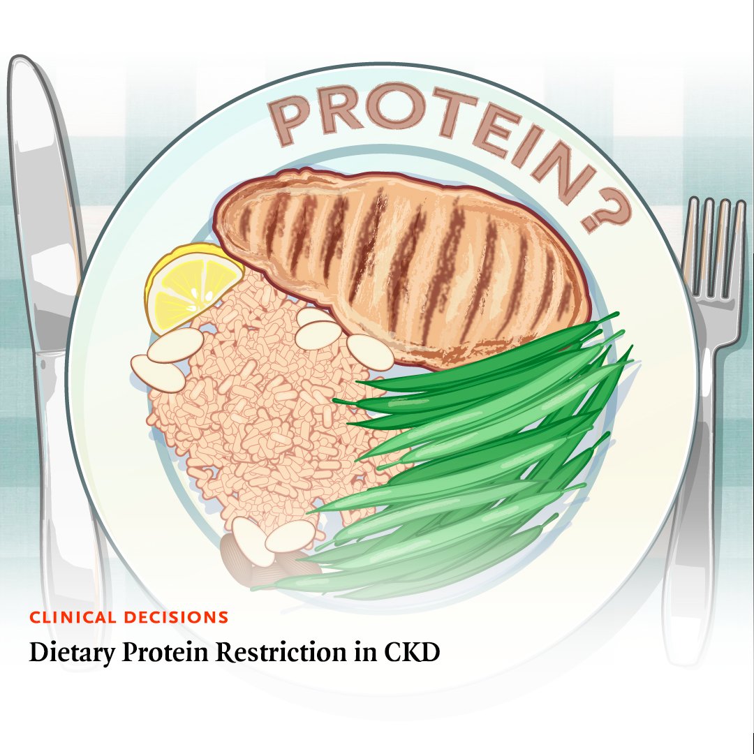 NEJM's tweet photo. This feature about a man with chronic kidney disease offers a case vignette accompanied by two essays, one supporting adherence to a low-protein diet and the other recommending against it. Help form community opinion by choosing one of the options: https://t.co/d7iFJV1ZLF