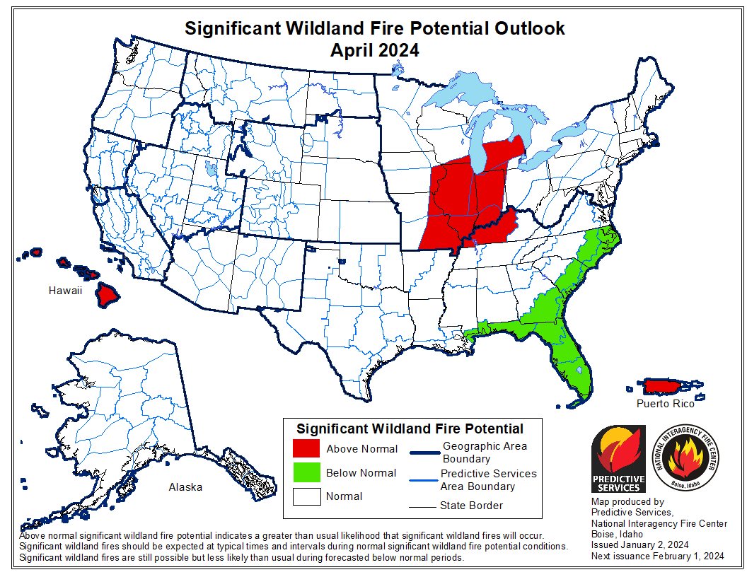 BLMFire's tweet photo. Lets kick off the #NewYear with the latest #WildlandFireOutlook for January and the first couple months of #FireYear2024 --> https://t.co/o1h54wtpFg
#PredictiveServices #WildfireWeatherAWARE https://t.co/OLyraywgv6