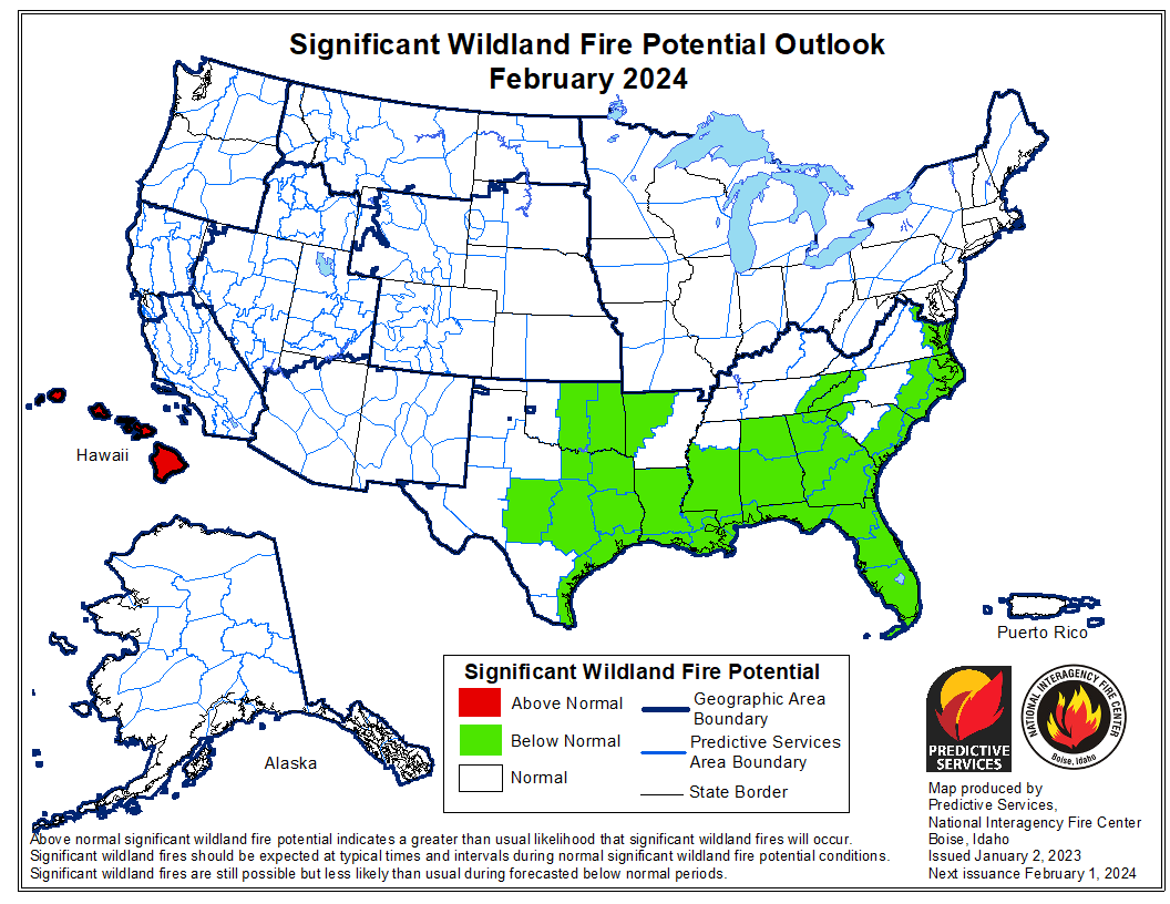 BLMFire's tweet photo. Lets kick off the #NewYear with the latest #WildlandFireOutlook for January and the first couple months of #FireYear2024 --> https://t.co/o1h54wtpFg
#PredictiveServices #WildfireWeatherAWARE https://t.co/OLyraywgv6
