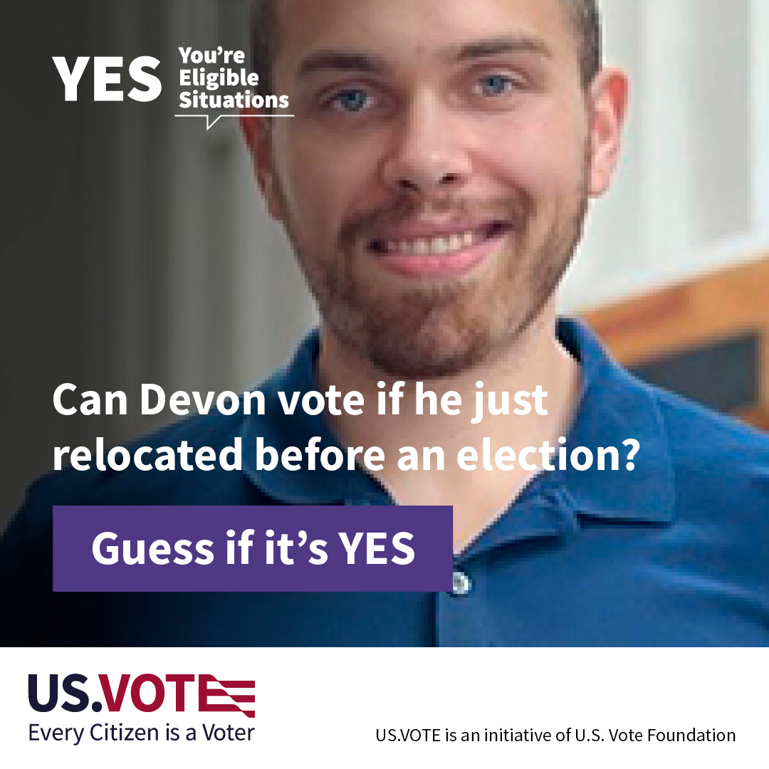 US_dot_VOTE's tweet photo. Are you someone who moves a lot? Maybe you moved just a couple weeks before an election. Can you vote if you just moved? Guess if it's YES!
#elections #civicengagement

https://t.co/9G6hbEmcS6 https://t.co/WUnZz22C3I