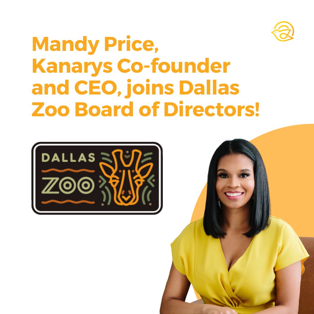 Kanarys™ (@kanarysinc) on Twitter photo We're thrilled to share that Kanarys Co-founder and CEO, Mandy Price, has been elected to the Board of Directors for the <a href="/DallasZoo/">Dallas Zoo</a>! 🦁🐯
With her passion for creating long-term systemic change, Mandy will undoubtedly bring valuable insights and perspectives to the organization. We're thrilled to share that Kanarys Co-founder and CEO, Mandy Price, has been elected to the Board of Directors for the <a href="/DallasZoo/">Dallas Zoo</a>! 🦁🐯
With her passion for creating long-term systemic change, Mandy will undoubtedly bring valuable insights and perspectives to the organization.