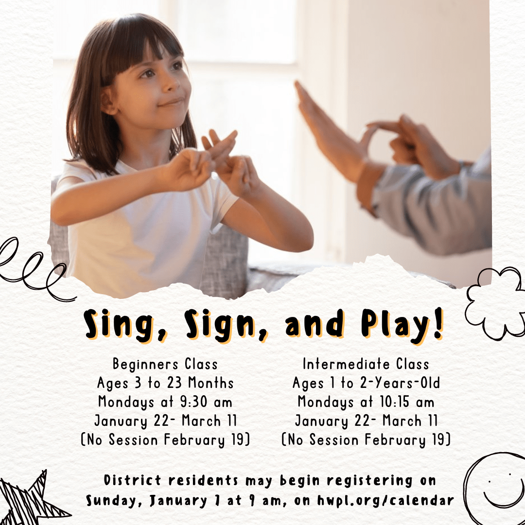 HWPL11557's tweet photo. Prepare yourselves and your little ones for our Sing Language, Storytime, Yoga, and Mommy &amp; Me classes this Winter!

District Residents may begin registering on Sunday, January 7, at 9 am on https://t.co/CbTeYPE0QV. https://t.co/dcm2j2lCS0