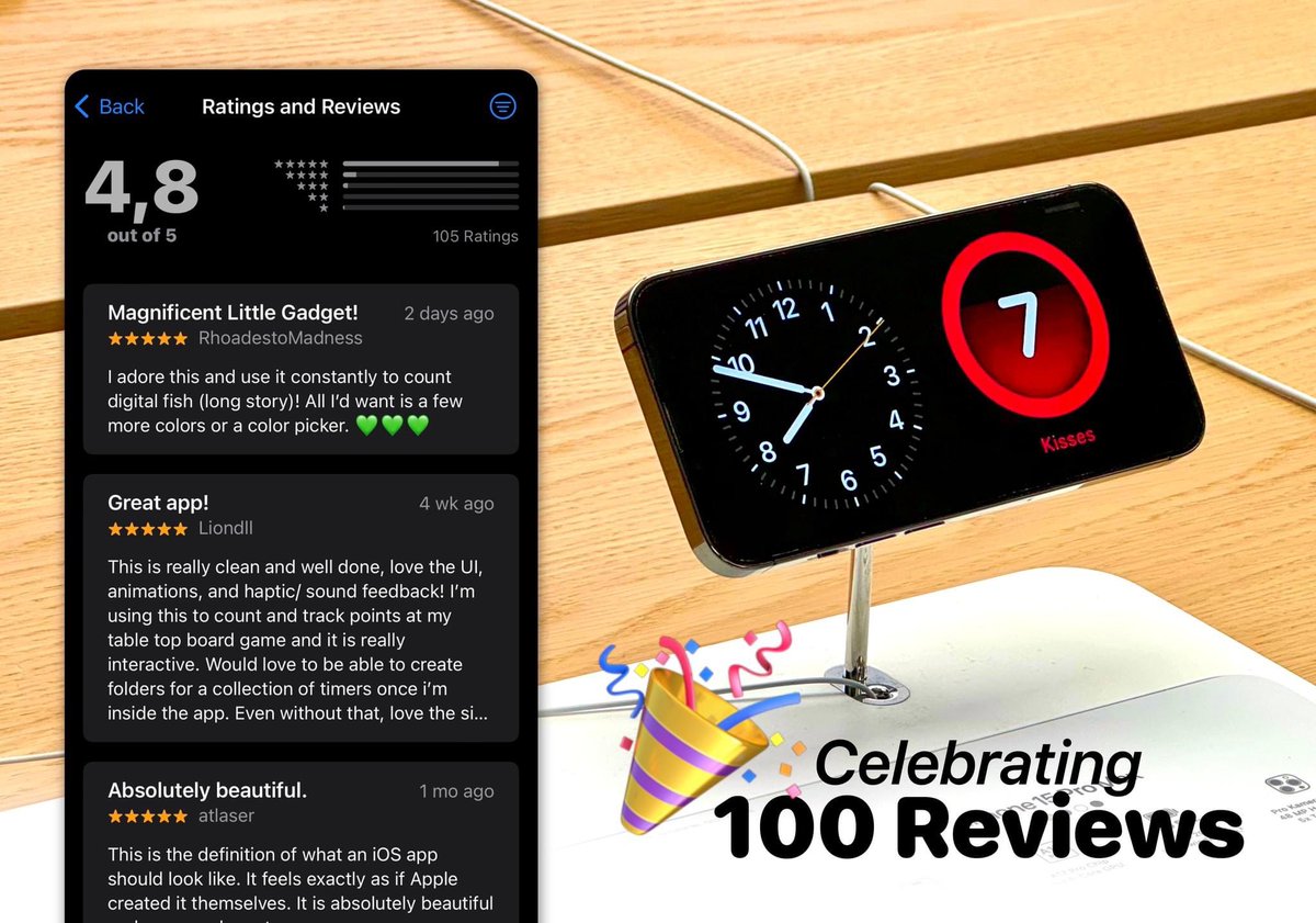 Just cracked the first 1️⃣0️⃣0️⃣ <a href="/AppStore/">App Store</a> reviews with my little baby #app "Count on Me" for iOS! 🎉
All organic, no paid promotion. 🌱

Really curious about those digital fish though... 🐠🤔