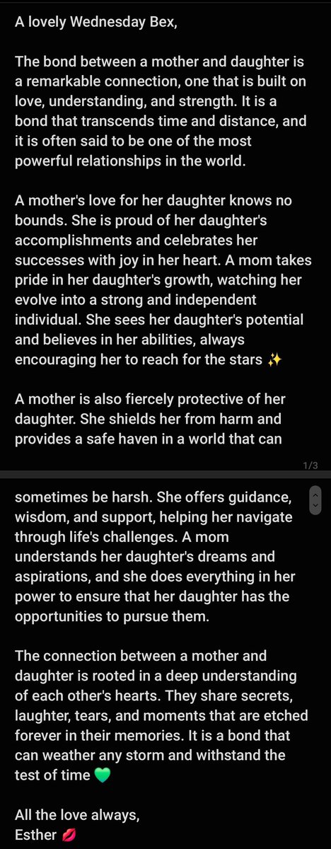 bexteammarina's tweet photo. A lovely Wednesday, @bexmader
The connection between a mother and daughter is rooted in a deep understanding of each other's hearts π
All the love always,
Esther π
#prettywednesday #bexmader https://t.co/MGUiBhldIO