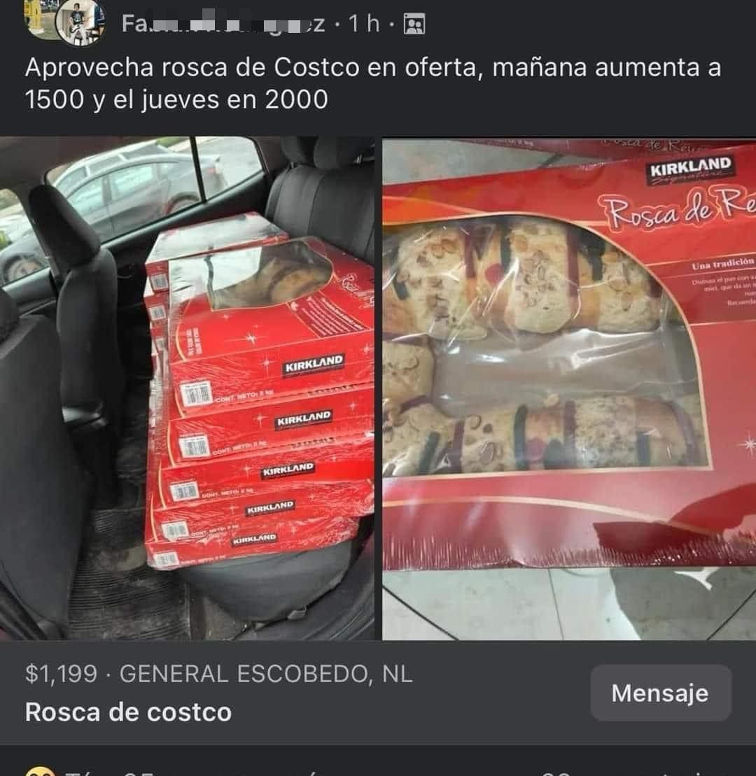 anonopshispano's tweet photo. #México Lanzan campaña #NoComproARevendedores para evitar abusos y acaparamiento de productos de temporada. La rosca de la imagen tiene un costo original de 469 pesos. https://t.co/DmdYjhtjC6
