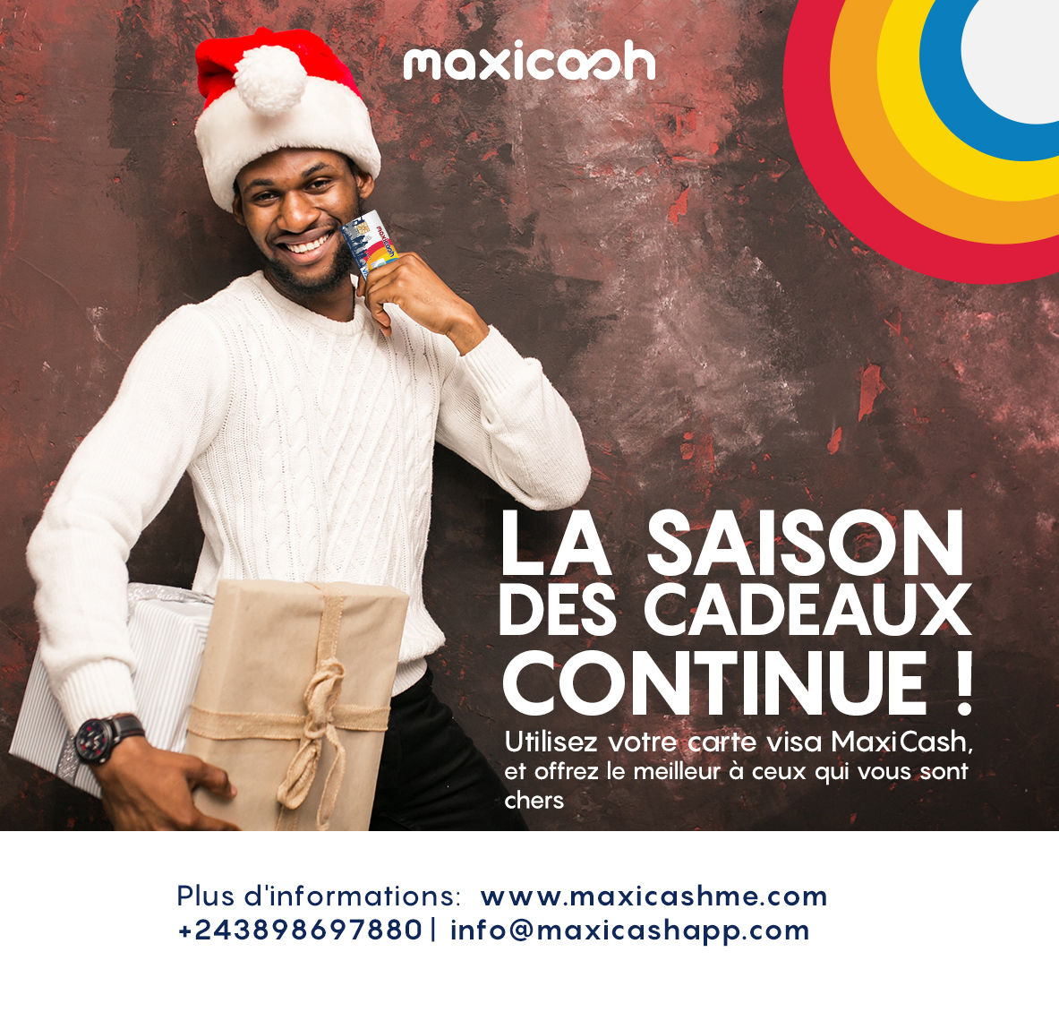 Maxicashapp's tweet photo. Offrez du bonheur à vos proches avec la carte visa MaxiCash! Vous pouvez payer en ligne et recevoir des paiements internationaux sans compte bancaire. Commandez dès maintenant et profitez de tous ses avantages.
Info: +243898697880
#MaxiCash #paiementenligne #cadeaux #gift2024 https://t.co/b3TRkJPLnI