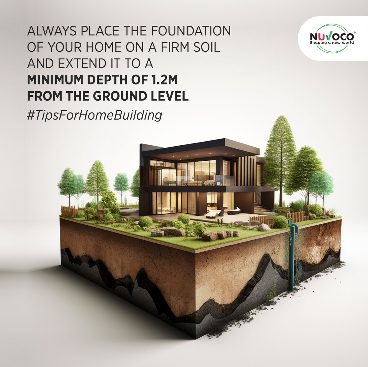NuvocoVistas's tweet photo. Building a strong foundation is key!
Ensure your home stands the test of time by placing it on firm soil with a minimum depth of 1.2m from ground level. Remember, a solid foundation lays the groundwork for a secure and lasting home.
#Nuvoco #TipsForHomeBuilding #StrongFoundation https://t.co/onrL1XuizS