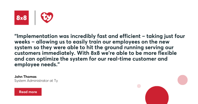 ptrmilligan's tweet image. .@TyInc, the maker of #BeanieBabies, has deployed the @8x8 #XCaaS platform to improve #communications, enhance data &amp;amp; insights, reduce costs, &amp;amp; provide superior experiences to customers &amp;amp; employees. Read more here. #CCaaS #UCaaS #CX #EX #contactcenter #UC bit.ly/47gzDLS