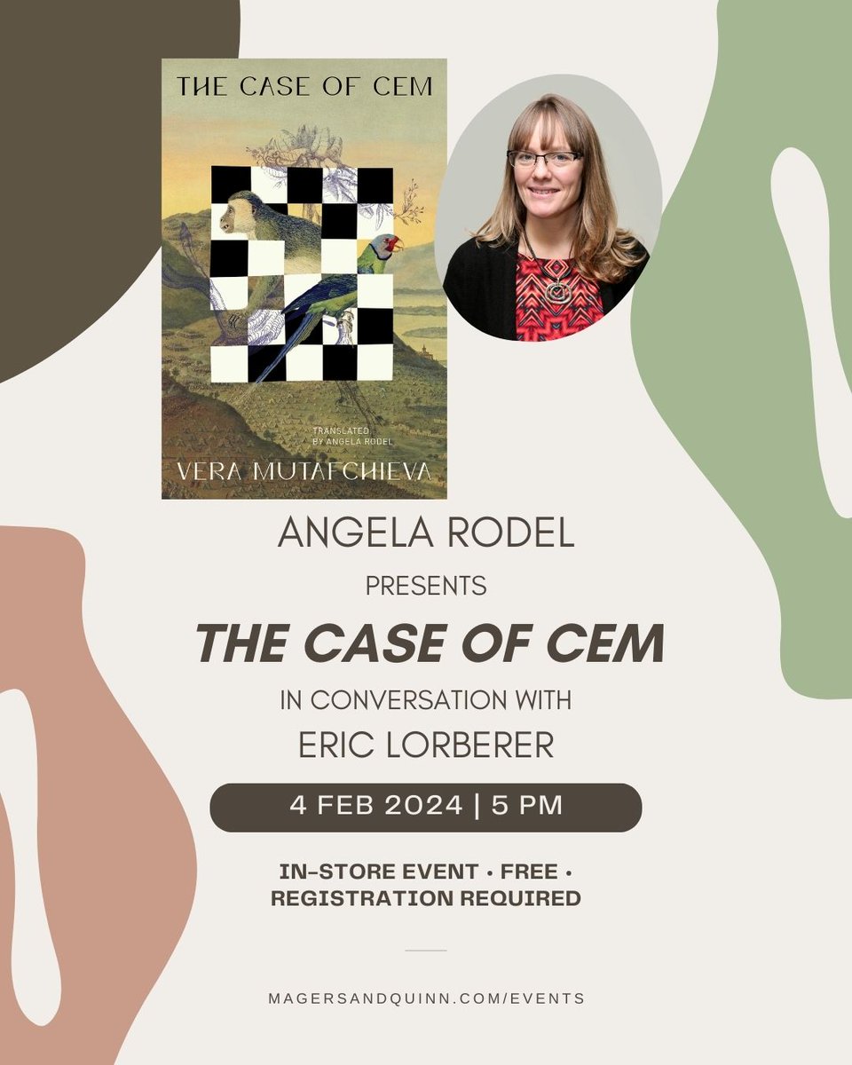 The Case of Cem is out on January 16, and we're thrilled to announce that @TheBookerPrizes winning translator @rodel_angela will be Stateside for some wonderful events @Rizzoli_Bkstore, @booksmithtweets, @SeminaryCoop, and @magersandquinn. Mark your calendars!