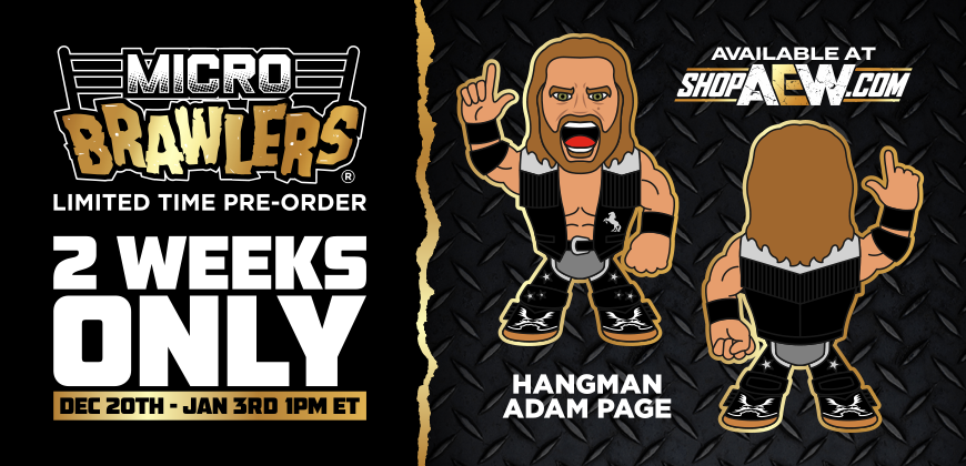 PWTees's tweet image. Less than an hour to Pre-Order Hangman Adam Page's Micro Brawler! Ends at 12PM CT. Get it before it's gone!
bit.ly/3NQSFSh
#adampage #hangmanpage #microbrawler #aew