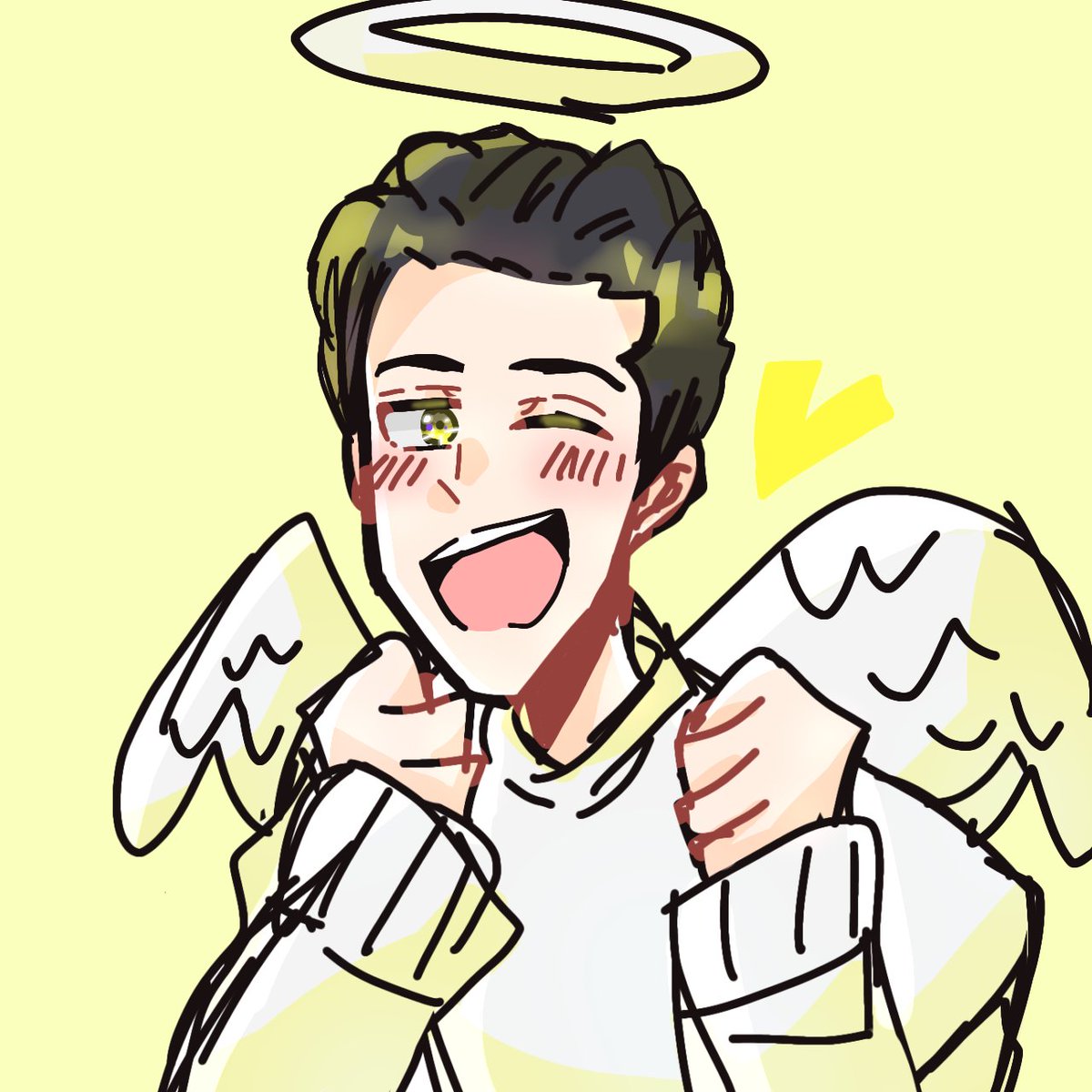 1boy male focus one eye closed halo angel wings angel wings  illustration images