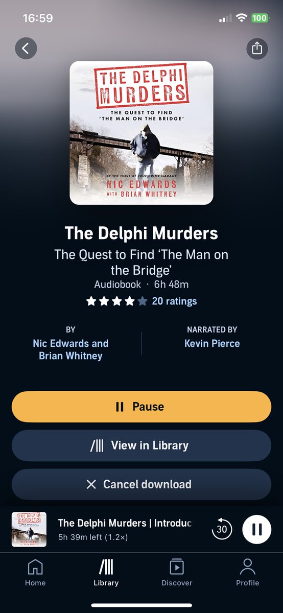 Cagswegian's tweet photo. @TCGNIC @truecrimegarage you get two free credits with free trial of #audible this is what I chose 😎 #delphi https://t.co/zZCyNjfghv