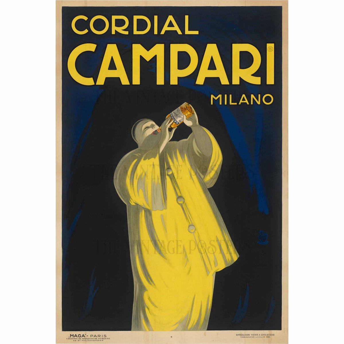 TheVintPosters's tweet photo. Cordial Campari, Pierrot 1921
Original vintage poster linen backed &amp; ready to frame.
Link in bio for pricing &amp; info.

Artist: Leonetto Cappiello
Size: 55.5 x 78 in (140 x 200 cm) Condition: A+ Printer: MAGA, Paris

#TheVintagePostersATL #Compari #vintageposters #vintageposter https://t.co/4FGjrd4011