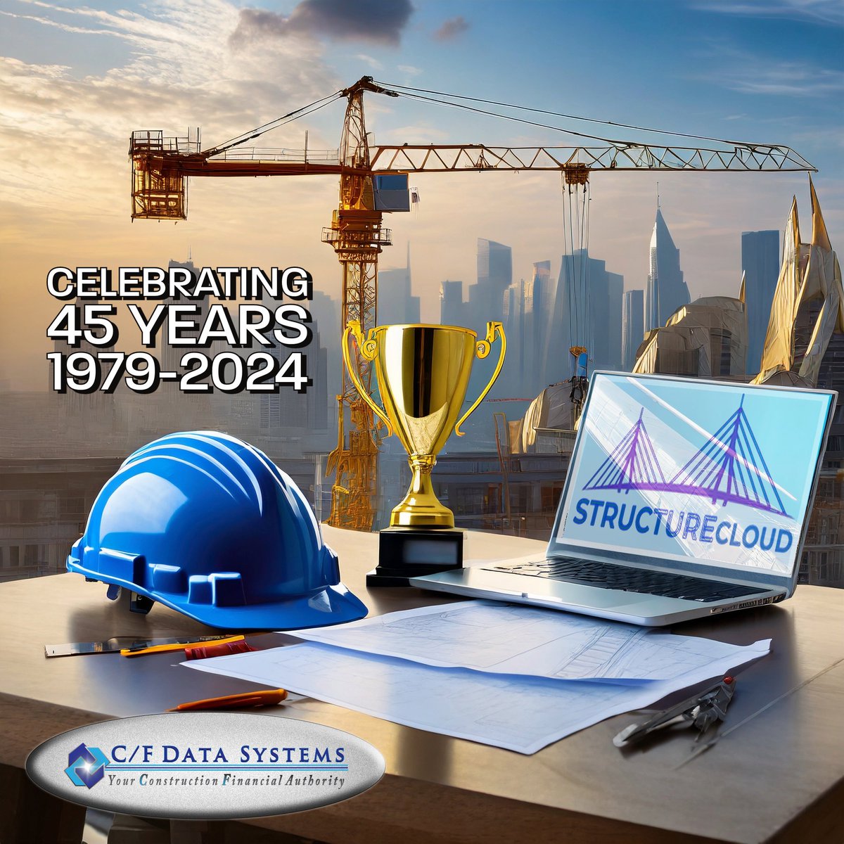 cfdata's tweet photo. For 45 years, C/F Data Systems has been there to provide STRUCTURE to contractors! #experience #dedication #structure #45years #construction #accounting #software #reliable https://t.co/1XMmxQBndw