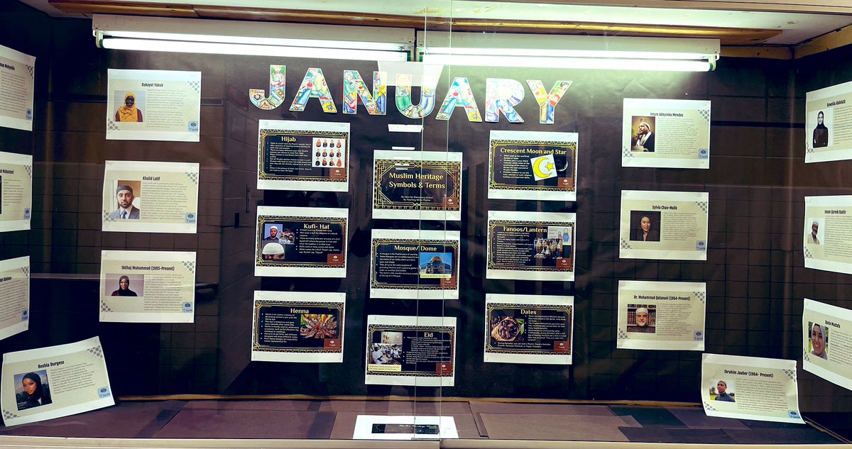 Our students are thrilled to see themselves in this Muslim Heritage Month display. Thanks to @muslimteach for the excellent resources. @LISShines @mhayes611 #LTPSItStartsWithOne