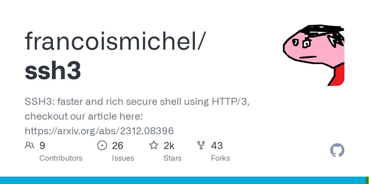 feistyduck's tweet photo. Cryptography &amp; Security Newsletter: we spent a long time developing TLS 1.3, QUIC, and HTTP/3, so perhaps it makes sense to use these as the foundation for other protocols as well? SSH3 is a variant of the SSH protocol built on top of HTTP/3. https://t.co/pJdS4VeDjL https://t.co/y6BjYcfBEY