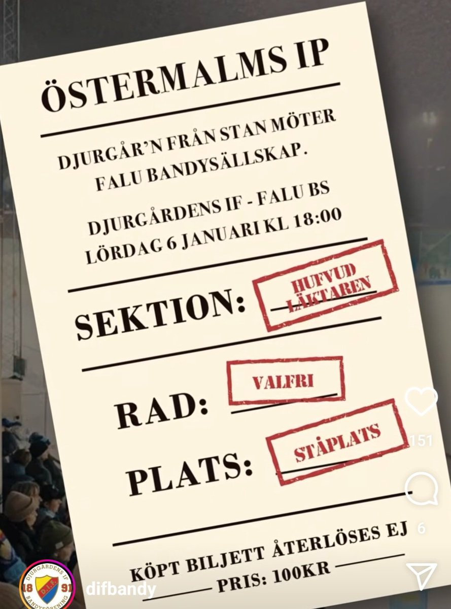 Dags för två nya poäng och publikfest! <a href="/DIFbandy/">Djurgårdens IF Bandy</a> <a href="/Corr3Official/">Corre</a>