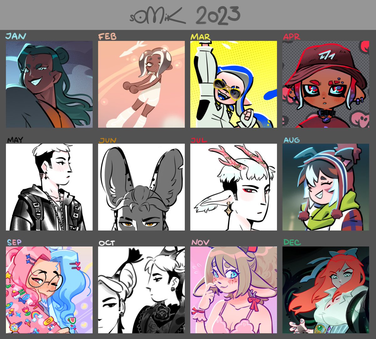 2023 summary of art!
You can have a feeling that I didn't post most of it here... AND I REALLY DIDN'T I'M SORRY 😭😭😭