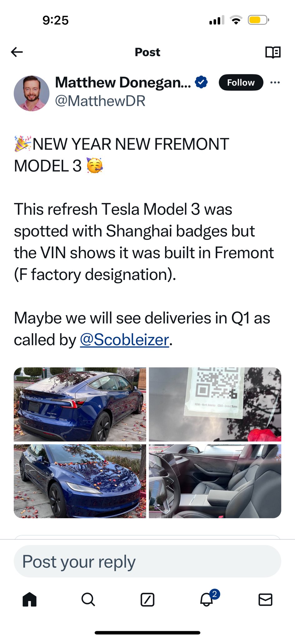 T3SLA🌟S3XY on X: Tesla Model 3 Highland deliveries from the Fremont  Factory are expected to start by the end of Q1 2024. Former Microsoft  strategist Robert Scoble reportedly talked with a Tesla