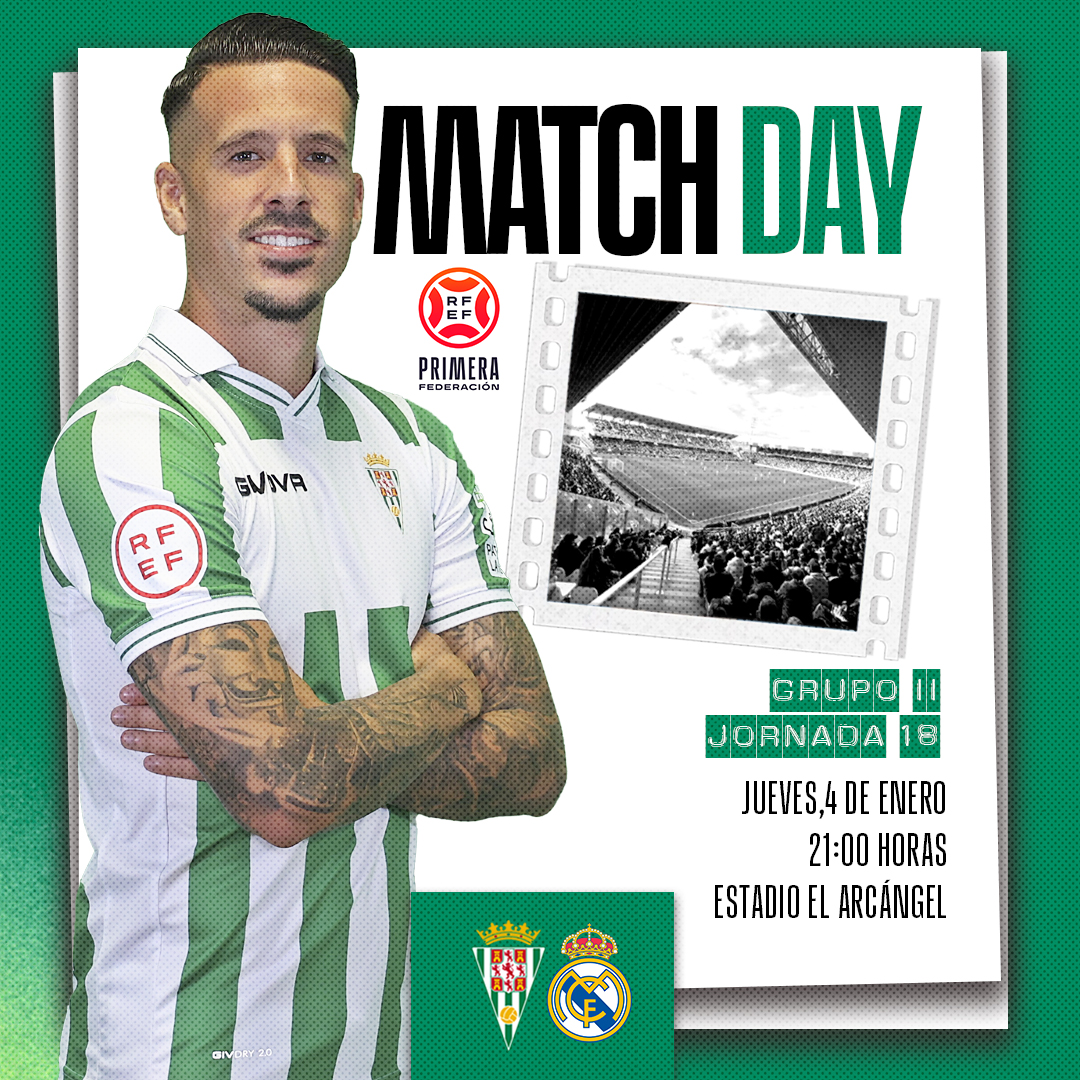 🙋‍♂️ ¡Buenos días, cordobesistas! 😀

▶️ ℍ𝕠𝕪 𝕖𝕤 𝕕í𝕒 𝕕𝕖 𝕡𝕒𝕣𝕥𝕚𝕕𝕠 🙌

⚽️ #CórdobaCastilla 
📈 Jornada 18 <a href="/Primera_RFEF/">Primera Federación Versus e-Learning</a>

⏰ 21:00 h
📍El Arcángel 
🎟️10-15-20€
📺<a href="/fef_tv/">FEF_TV</a>

#PrimeraFederación | #CórdobaCF 💚