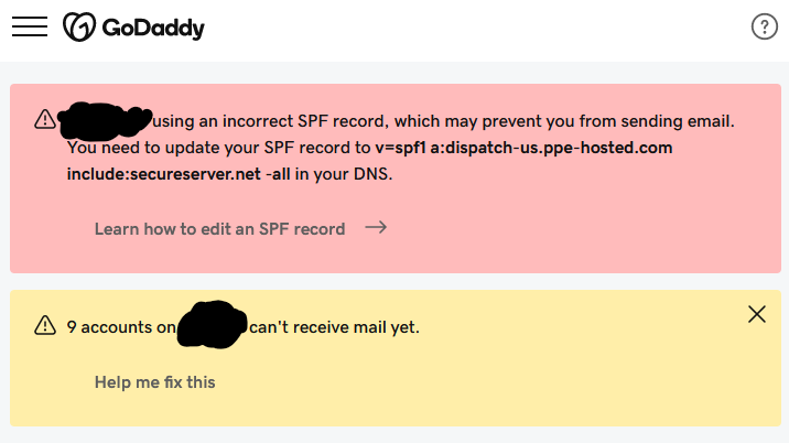 grovesNL's tweet photo. Here's what it looks like after @GoDaddy automatically enables @proofpoint and notices they broke your email in the process https://t.co/WSiYkv06jU