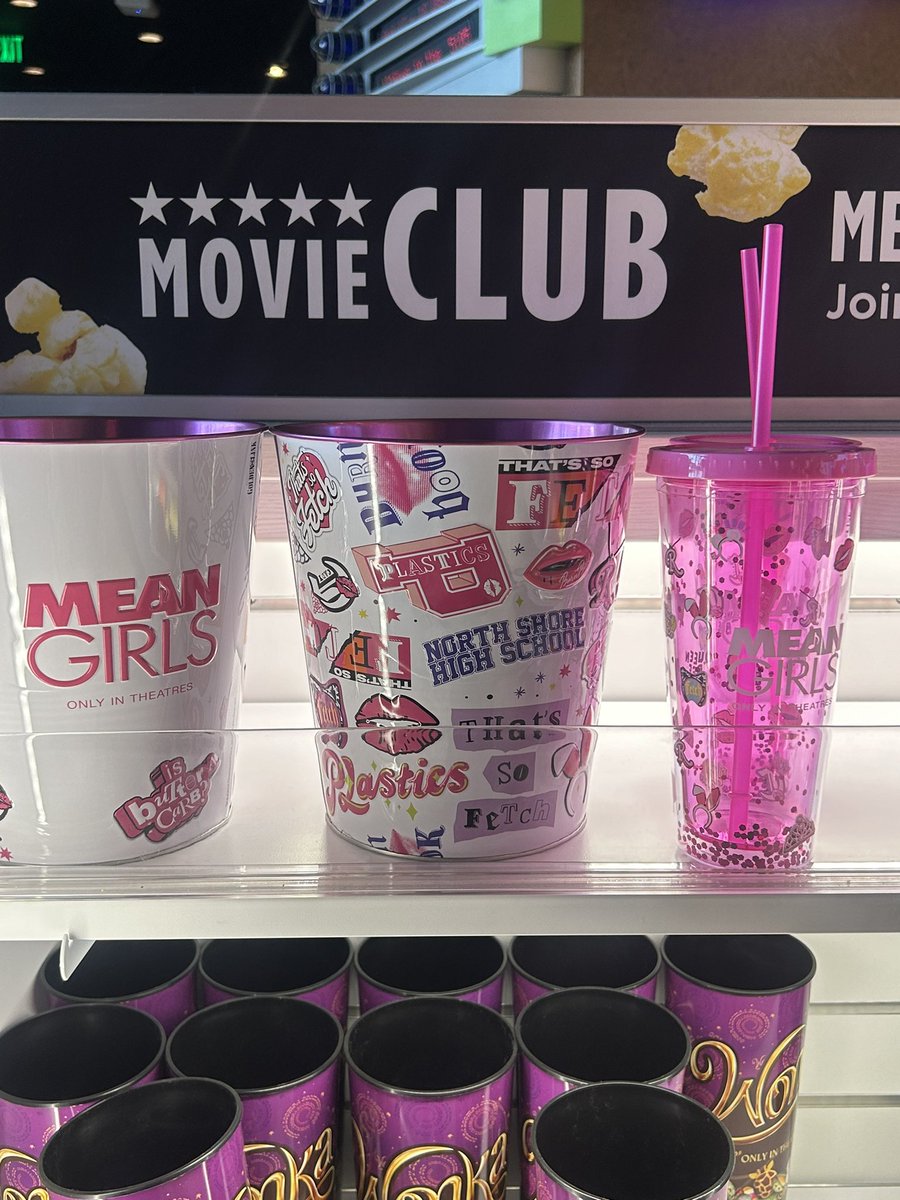 pinkfilms2's tweet photo. On Wednesdays we RUN to Cinemark to buy mean girls popcorn buckets and cups 🤭🖤💗 https://t.co/hD3tcmYaen