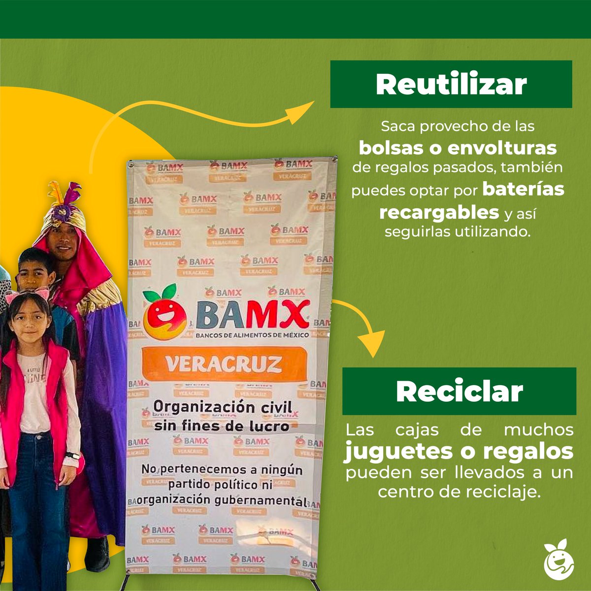 Red_BAMX's tweet photo. Este año, los Reyes Magos nos recuerdan la importancia de reducir, reutilizar y reciclar ♻️
·
En estas fechas que los reyes magos están por llegar a tu casa, asegúrate que las 3R´s también estén en los regalos y envolturas.
#Sostenibilidad #DiaDeReyes #RedBAMXVerde https://t.co/U2dUVbQK2k