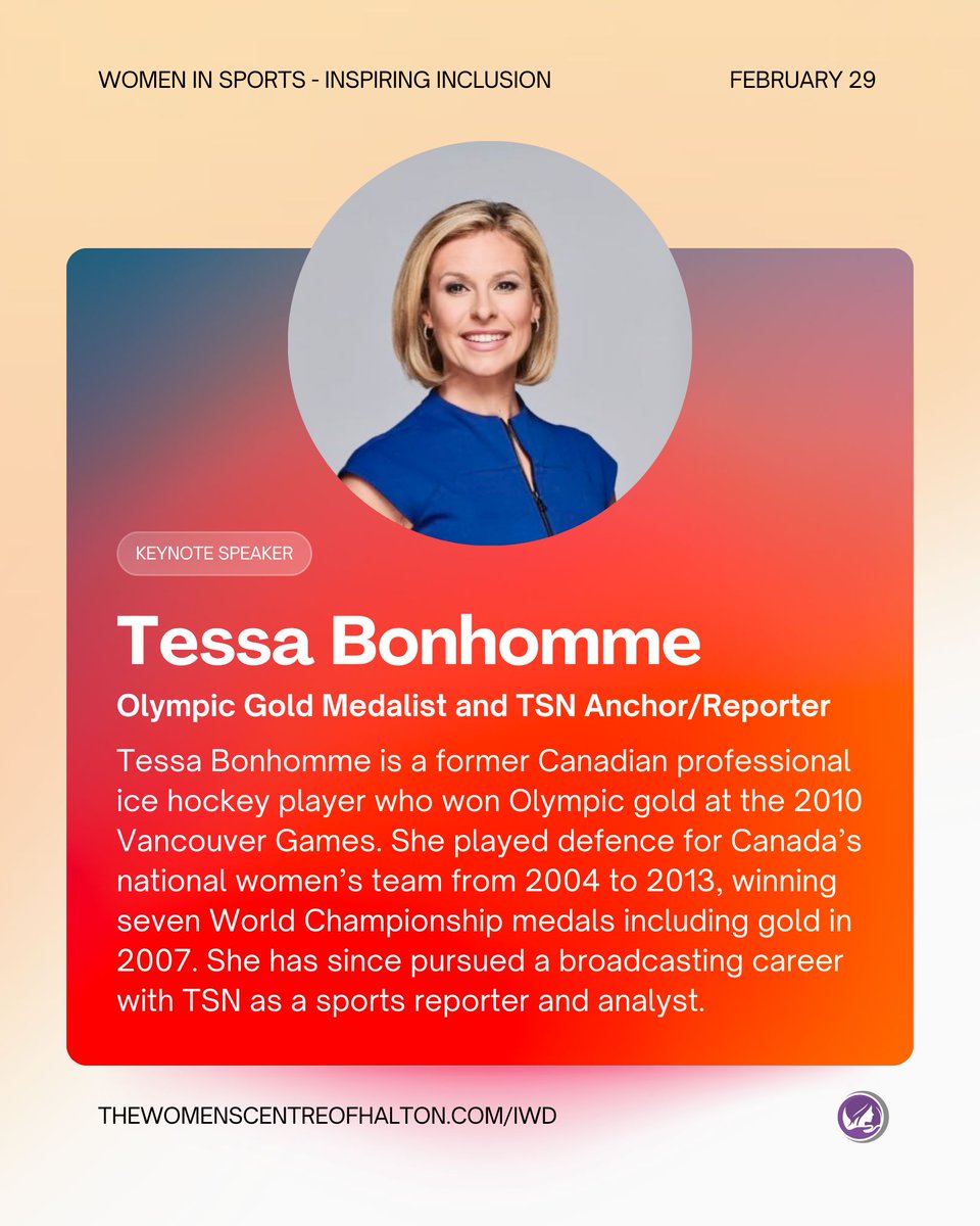 WomensCentreON's tweet photo. Let's work together to champion a more inclusive world for women in sports. Join us on February 29th and hear Tessa Bonhomme's inspirational story🏆
Learn more and get your tickets https://t.co/2s4LSjvItS
#InspireInclusion #IWD2024 #TeamTWC #WomensCentreHalton https://t.co/2AmmTXvY6t