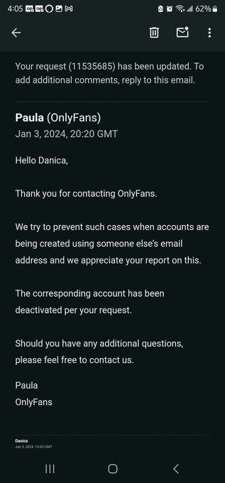 Someone thought I'd just click the verification link and they can impersonate me on Only Fans. I know