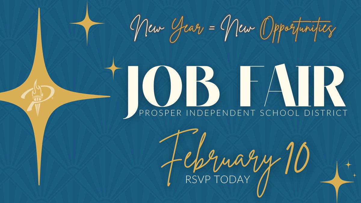 🎉Make your New Year's Resolution become a reality. Find your purpose and sign up for the Prosper ISD Job Fair today - prosperproud.net/chooseprosper.  A new opportunity is waiting for you! #ProsperProud #ChooseProsper