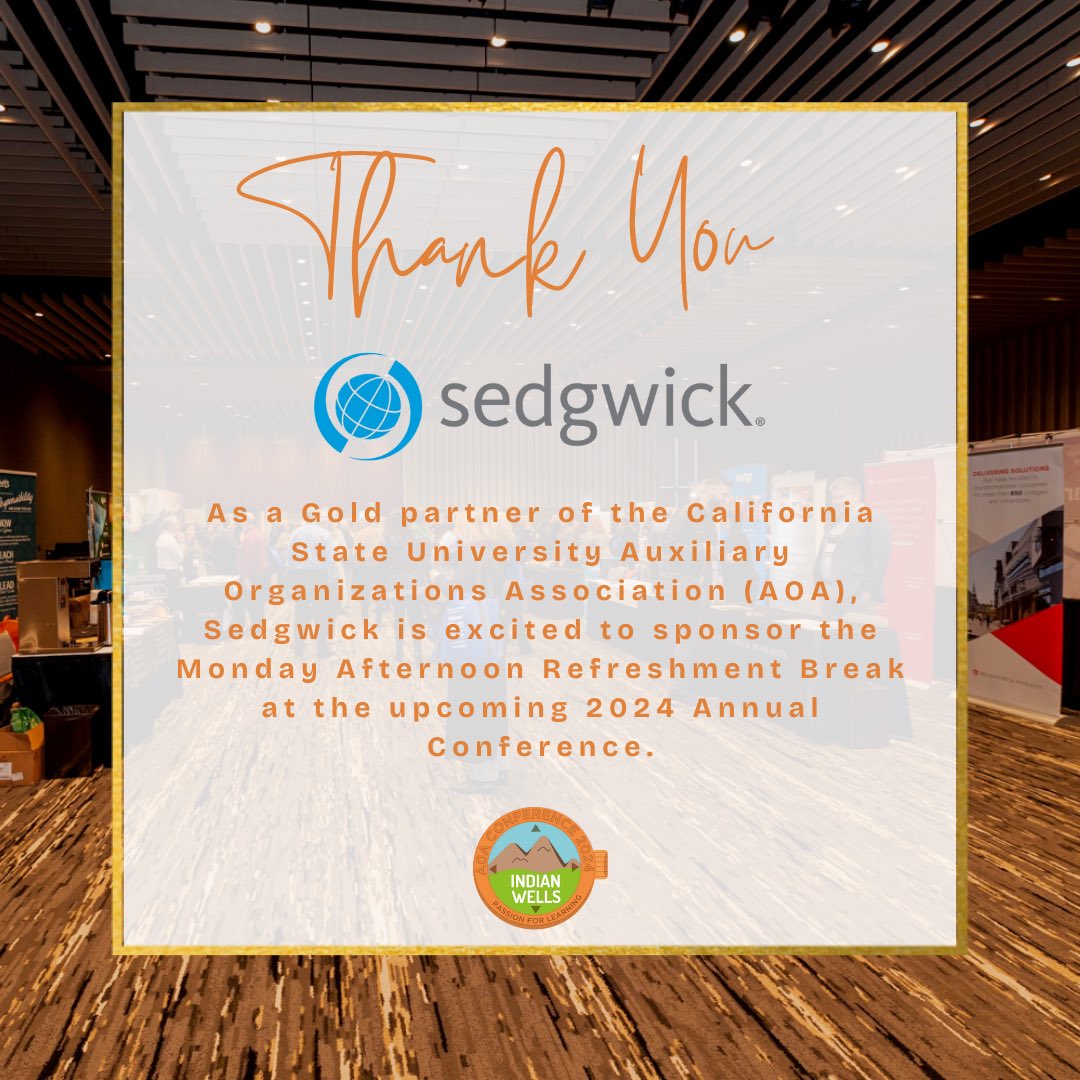 csuaoa_'s tweet photo. 🍽️ @Sedgwick is excited to sponsor the Monday Afternoon Refreshment Break at the upcoming 2024 Annual Conference. If you’re attending, join us and your AOA colleagues for some much-needed mid-afternoon refueling! ☕️ https://t.co/RA5g1hD8XV