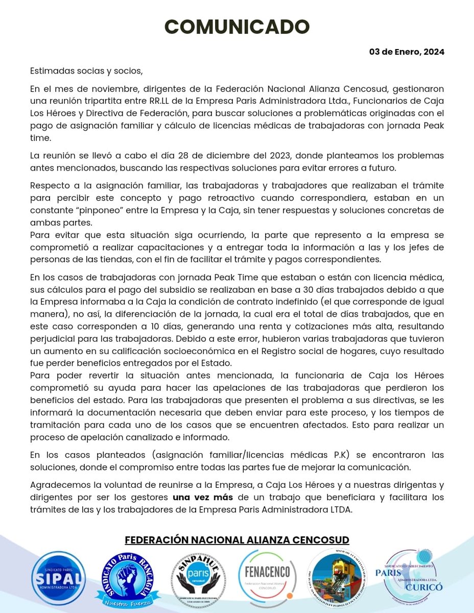 fenacenco's tweet photo. Atención socios de nuestra organización @sindicatoparis @Sindicatoparisr https://t.co/qHQKA0Gu9M