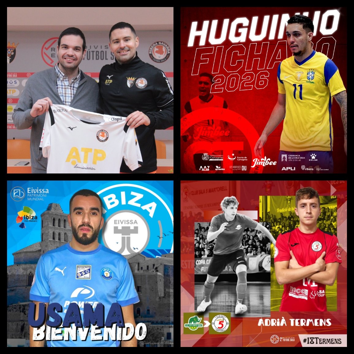 FutsalFichajes3's tweet photo. #FutsalFichajes 3/1
Fichaje
📝 @montesdanir 👉 @RiberaNavarraFS
📝 #Huguinho 👉 @JimbeeCartagena
📝 #Usama 👉 @udibizagasifred
📝 #Termens 👉 @sala5martorell
Cesión
📝 #Huguinho de @JimbeeCartagena a @CordobaFutsal
#Futsal #Oficial https://t.co/aSubj5oeBh