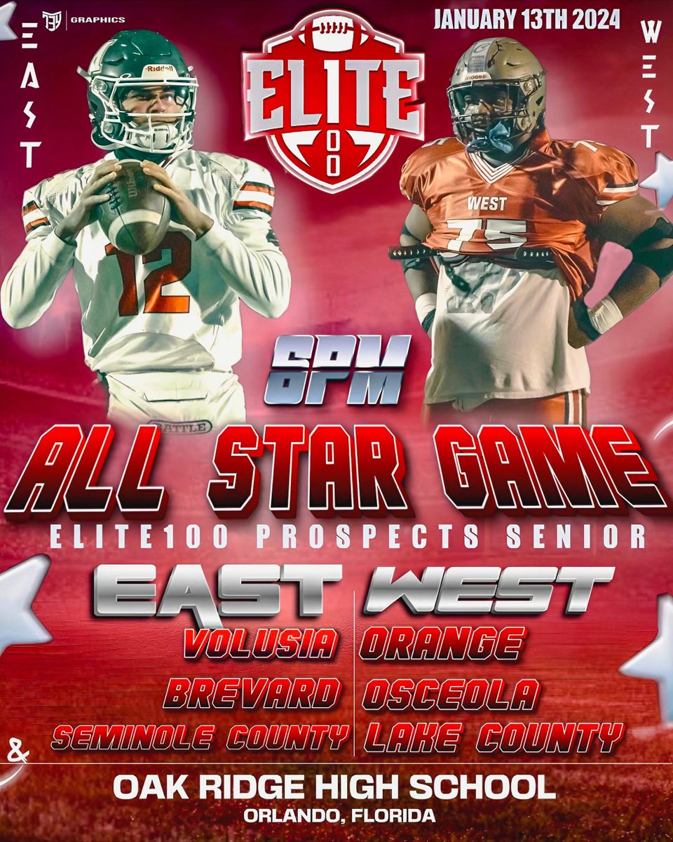 The time has come for our 3rd Annual Sr All Star game. Jan. 13th at Oak Ridge HS 6pm. Series tied at 1 @BokeyFootball coaching the East @EvanshsFootball coaching the West 2022 MVP- @DavinWydner 2023 MVP- @kantguard2 2024 MVP- ?????