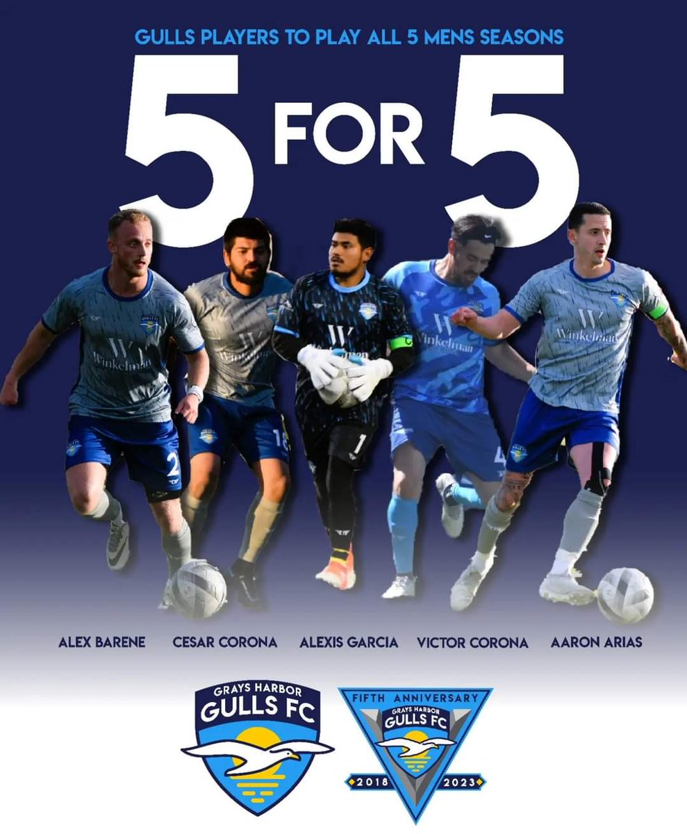 5 seasons of Gulls FC men's soccer have come and gone. We have five players who have put on the Gulls jersey each year and represented Grays Harbor. Year 6 is just around the corner. Who is joining them?